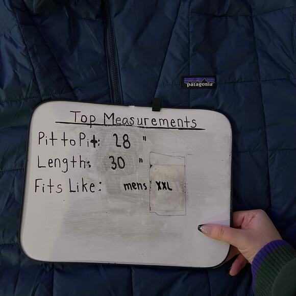 Men's Blue Patagonia Box Quilted Pullover 1/4 Zip Nylon Jacket STY20835 - Picture 10 of 10